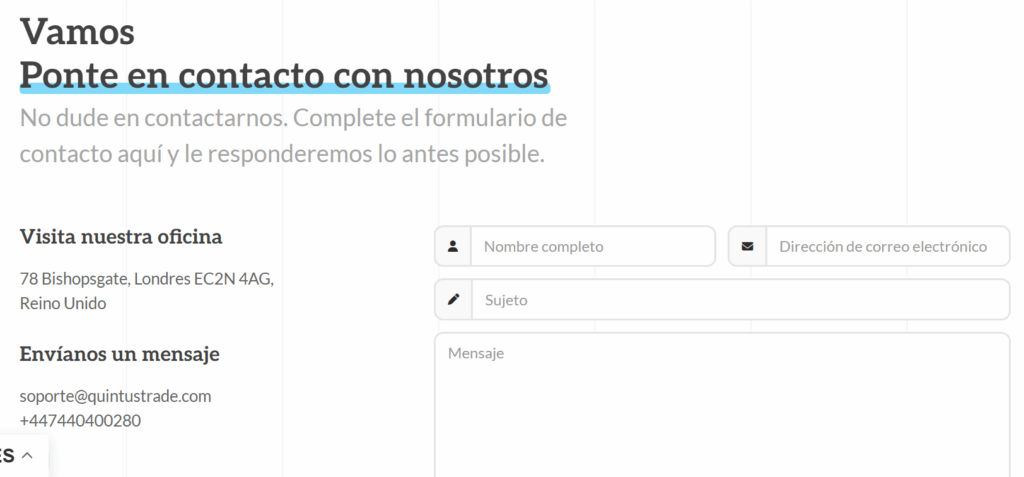 Quintustrade Soporte Amigable y Receptivo Quintustrade Soporte Amigable y Receptivo