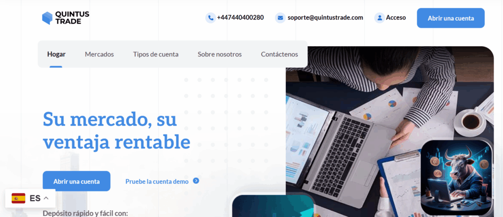 Quintustrade homepage Quintustrade homepage