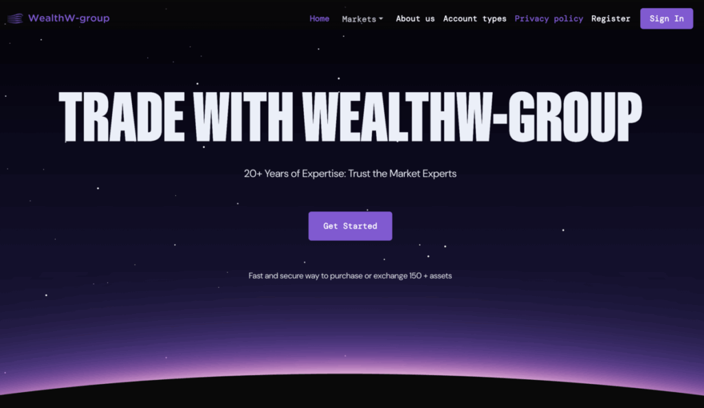 WealthW Group home page screenshot | BTC Expanse WealthW Group home page screenshot