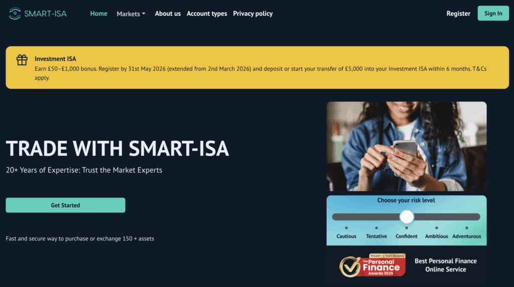Smart isa home page screenshot