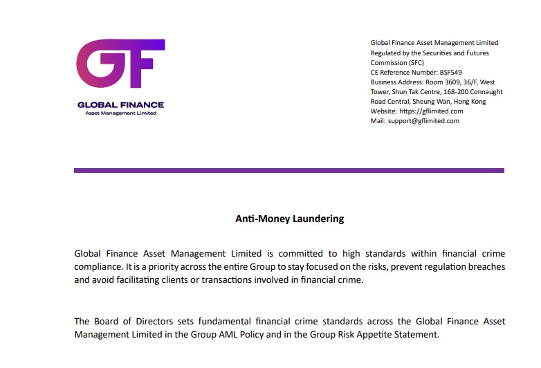 Global Finance Limited AML Compliance