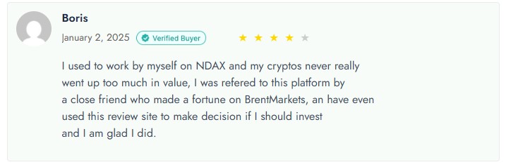 User Review on BrentMarkets User Review on BrentMarkets