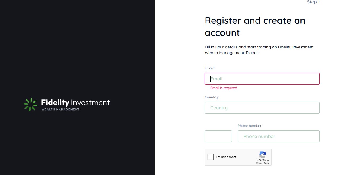 Fidelity Investment Wealth Management Registration Page