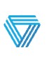 Blue geometric logo forming a stylized triangular chevron motif.